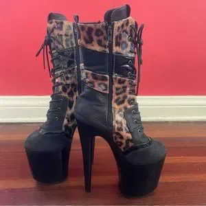 Empire Kicks Leopard Boot Heels Hella Heels Shoes Used Hella Heels